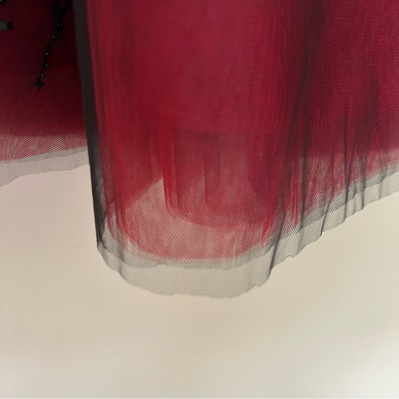 NWT Whimsigoth Skirt Y2K Women 10 Beaded Red Black Tulle Aline Dark Fairy Silk - Picture 4 of 13